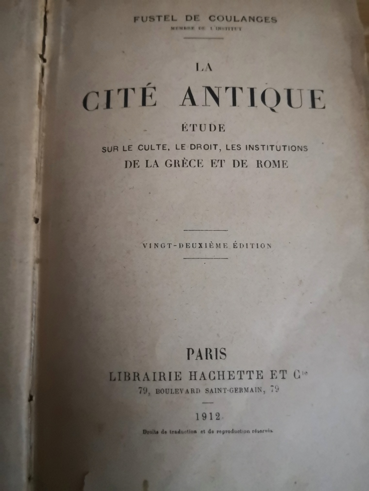 La Cité Antique : page de garde.